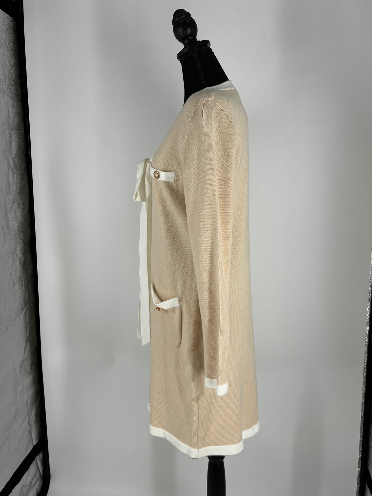 MEROKEETY Women's White and Beige Knit Dress – Size M