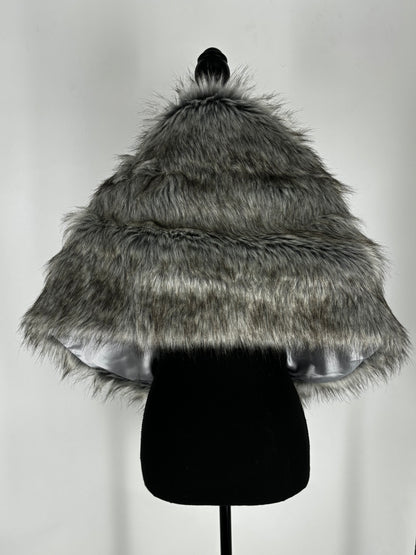 Women's Gray Faux Fur Shawl – One Size