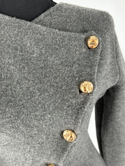 ZARA Women’s Gray Fitted Short Coat with Buttons – Size S