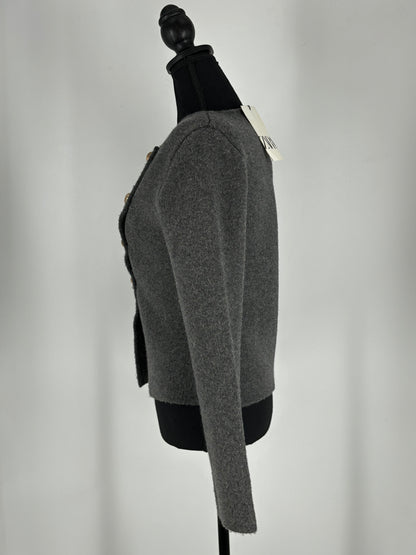 ZARA Women’s Gray Fitted Short Coat with Buttons – Size S