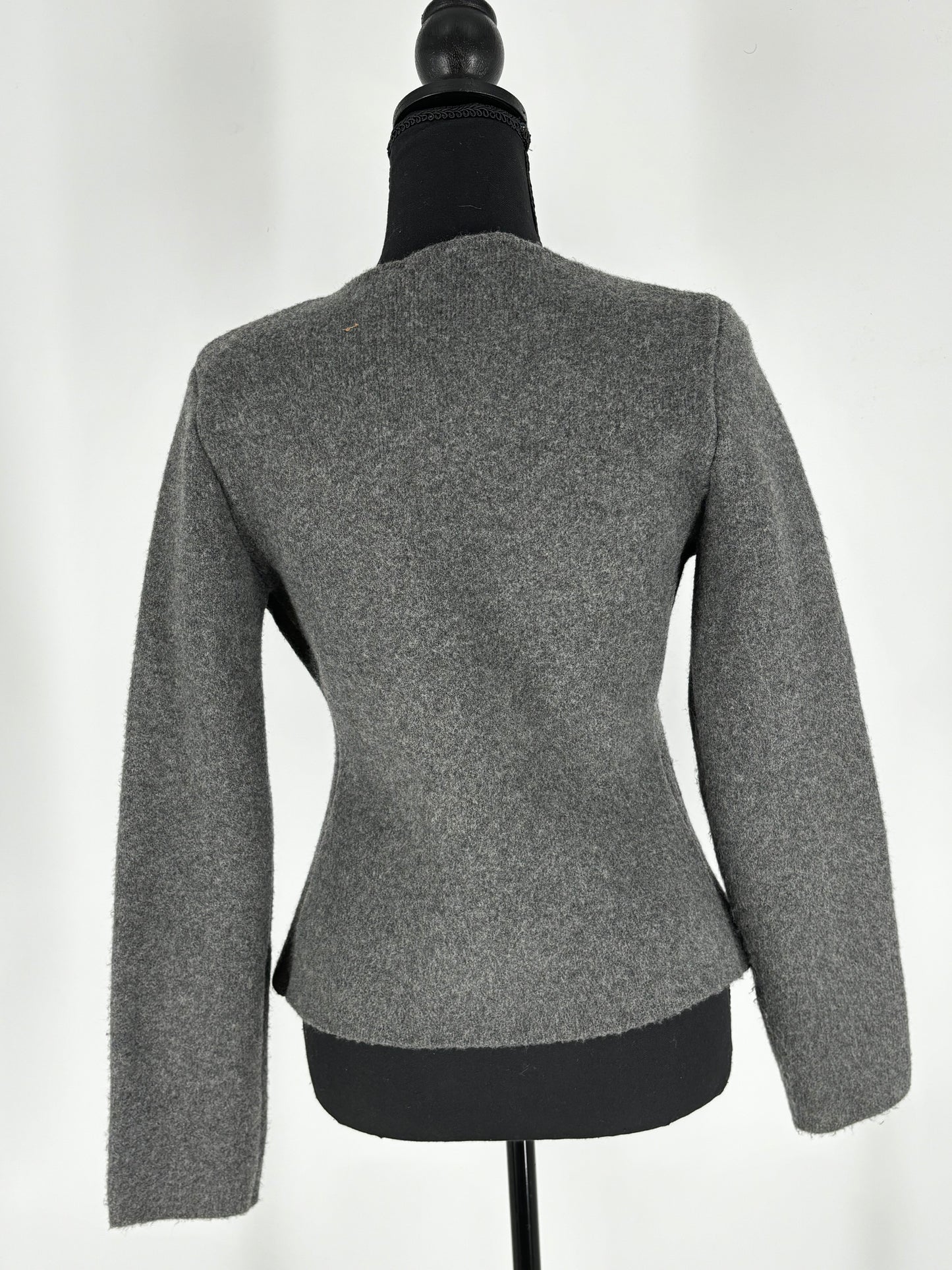 ZARA Women’s Gray Fitted Short Coat with Buttons – Size S