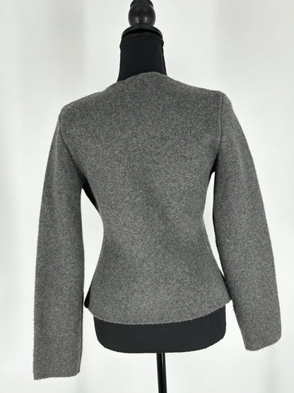 ZARA Women’s Gray Fitted Short Coat with Buttons – Size S