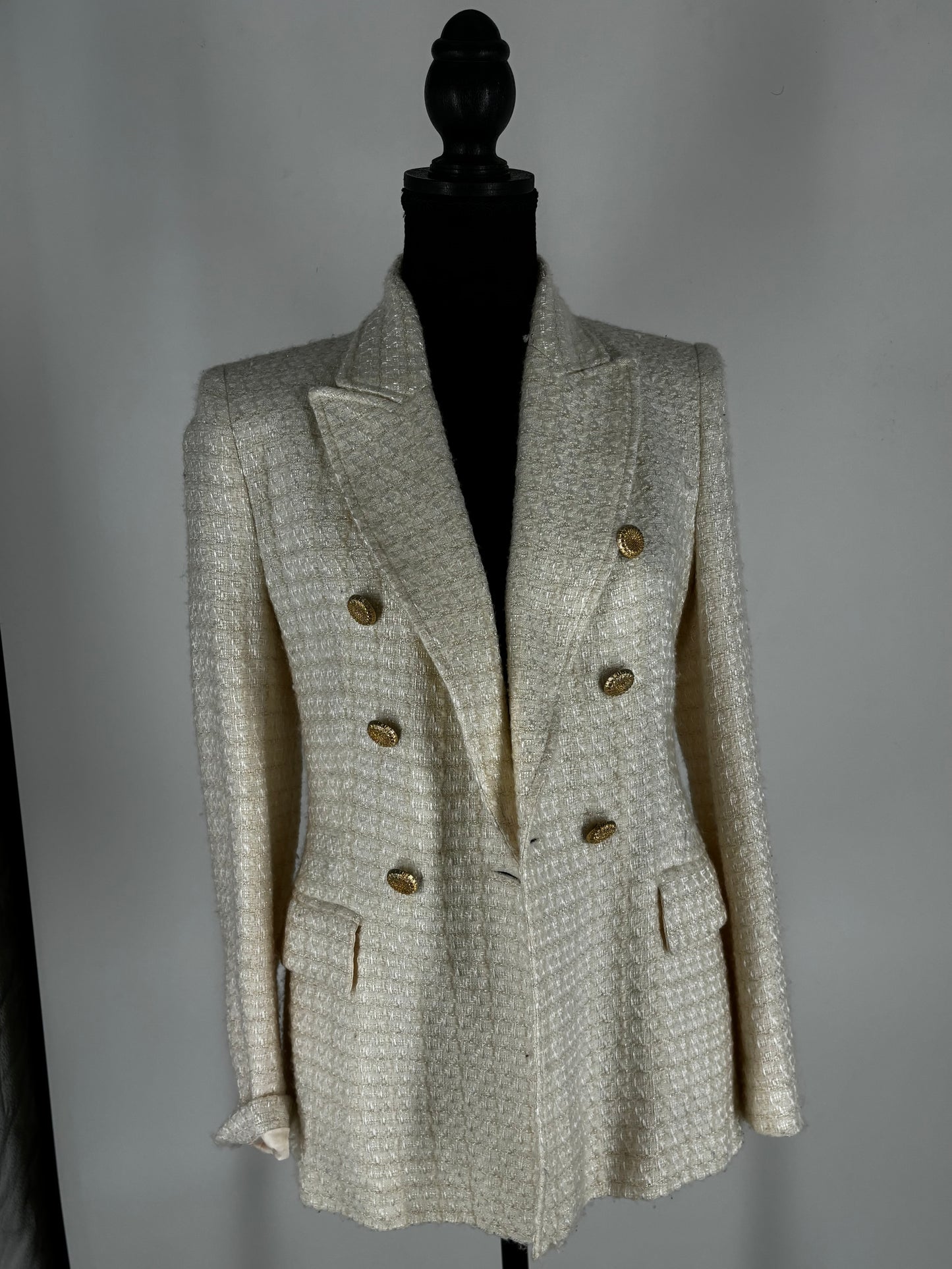 ZARA Women's Classic White Linen Tailored Blazer – Size S