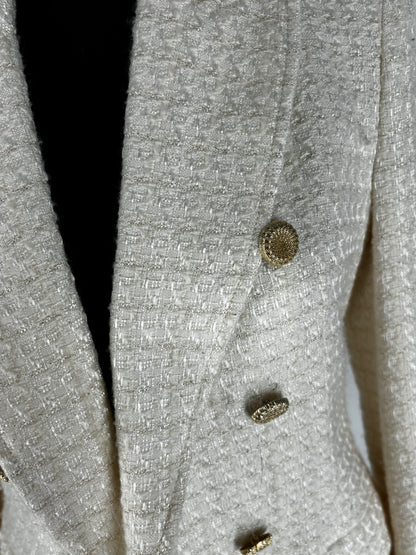 ZARA Women's Classic White Linen Tailored Blazer – Size S