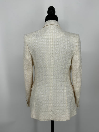 ZARA Women's Classic White Linen Tailored Blazer – Size S