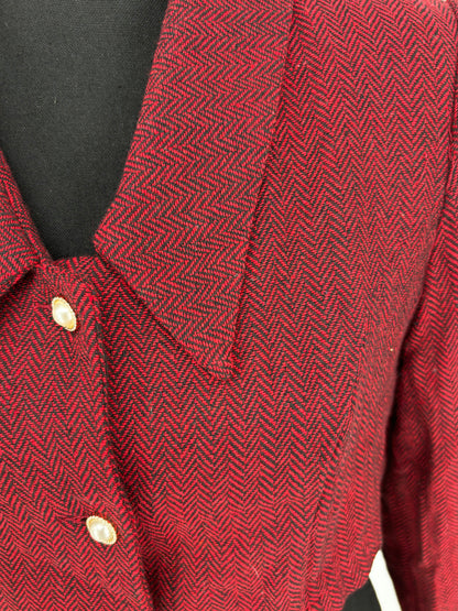 Women's Red Short Linen Top – Size L (Runs Small)