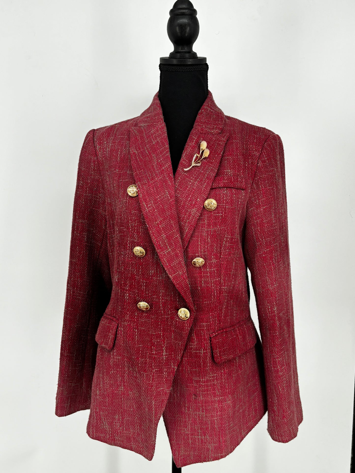 Women's Rose Red Knit Cardigan – Size M