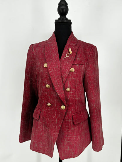 Women's Rose Red Knit Cardigan – Size M