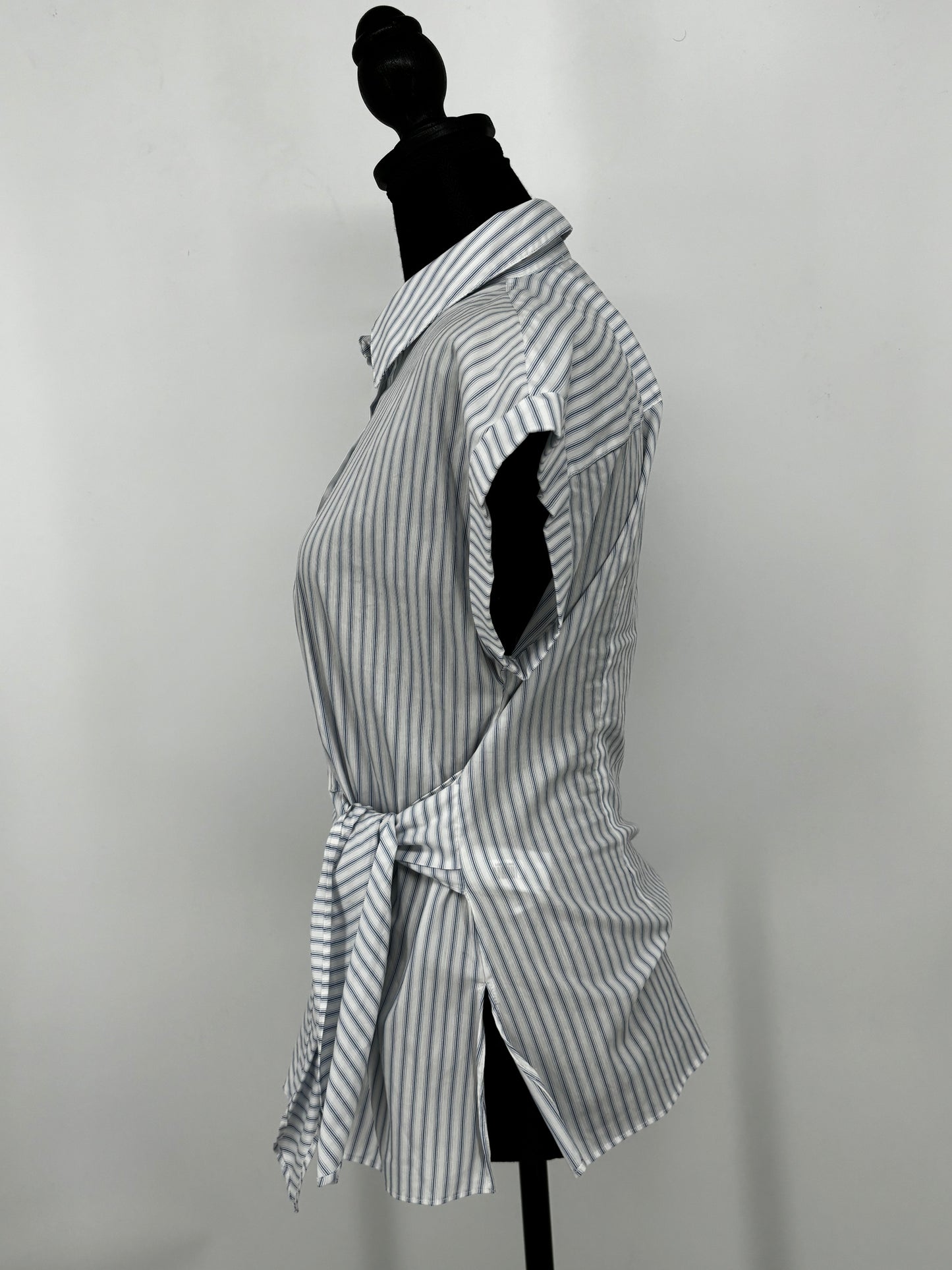 Women's Blue Striped Tie-Front Shirt – Size S