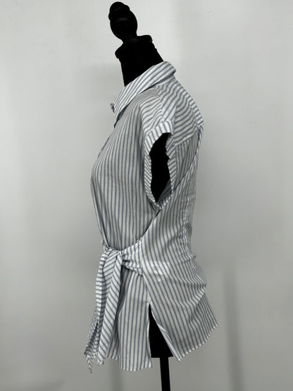 Women's Blue Striped Tie-Front Shirt – Size S