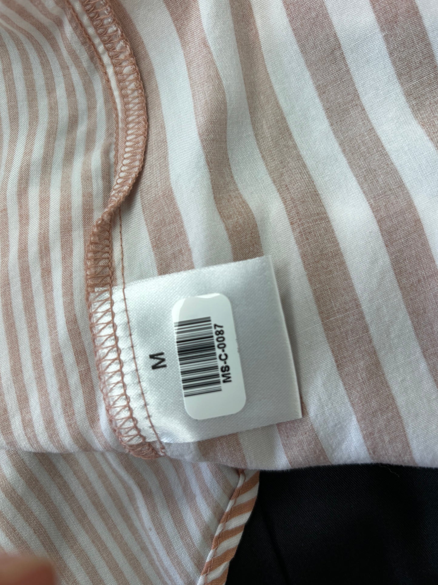 Women's Red and White Vertical Stripe Long Shirt – Size M