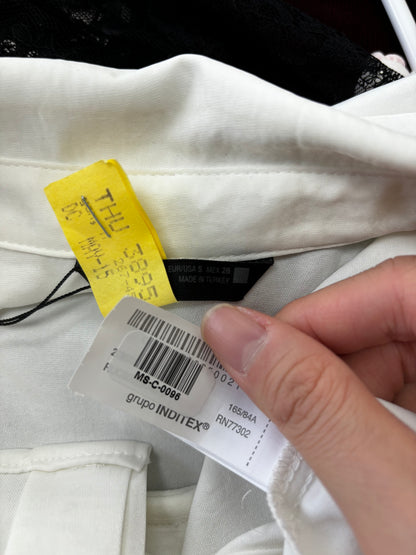 Women's White Longline Button-Up Shirt – Size Small