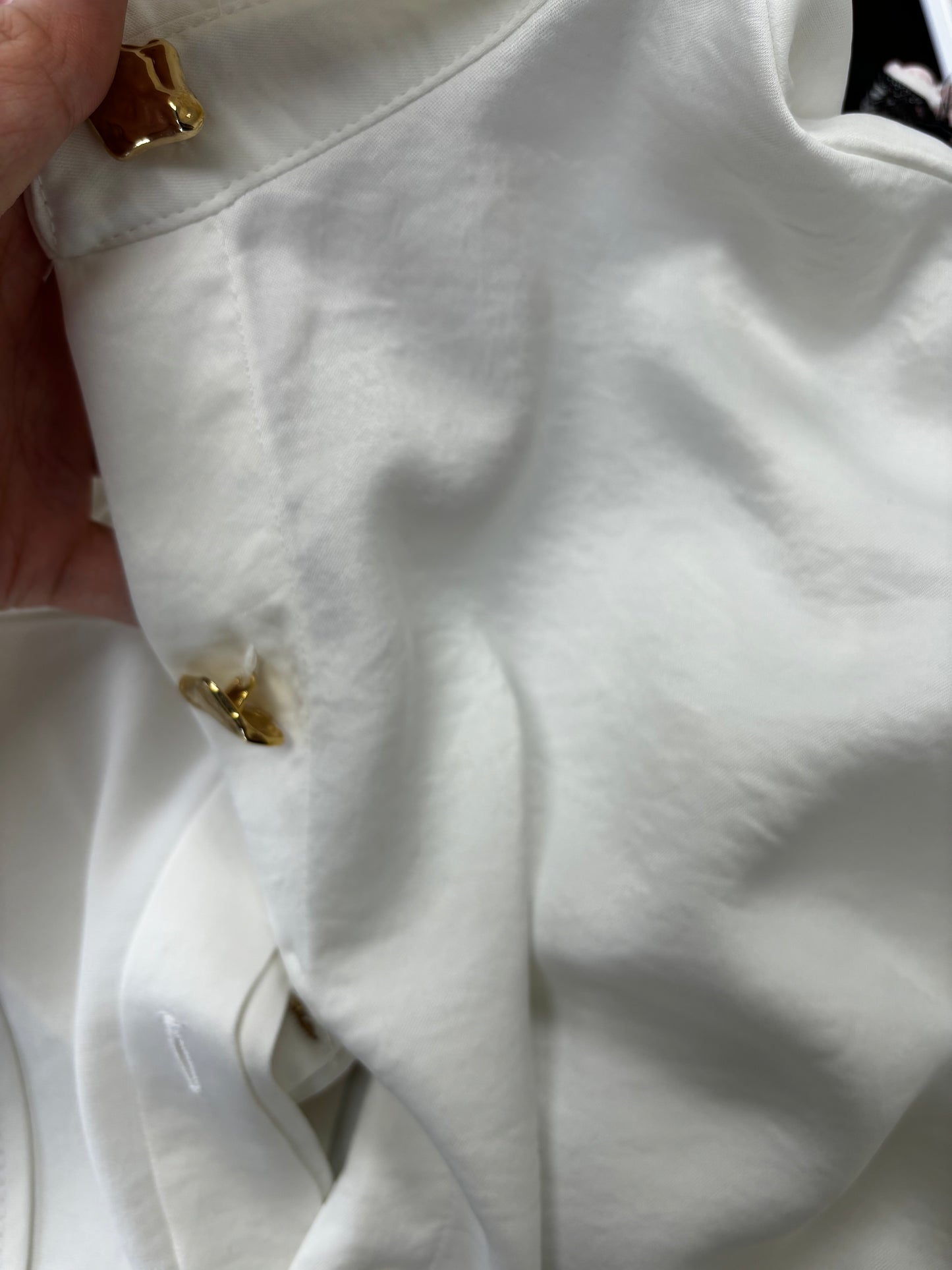 Women's White Longline Button-Up Shirt – Size Small