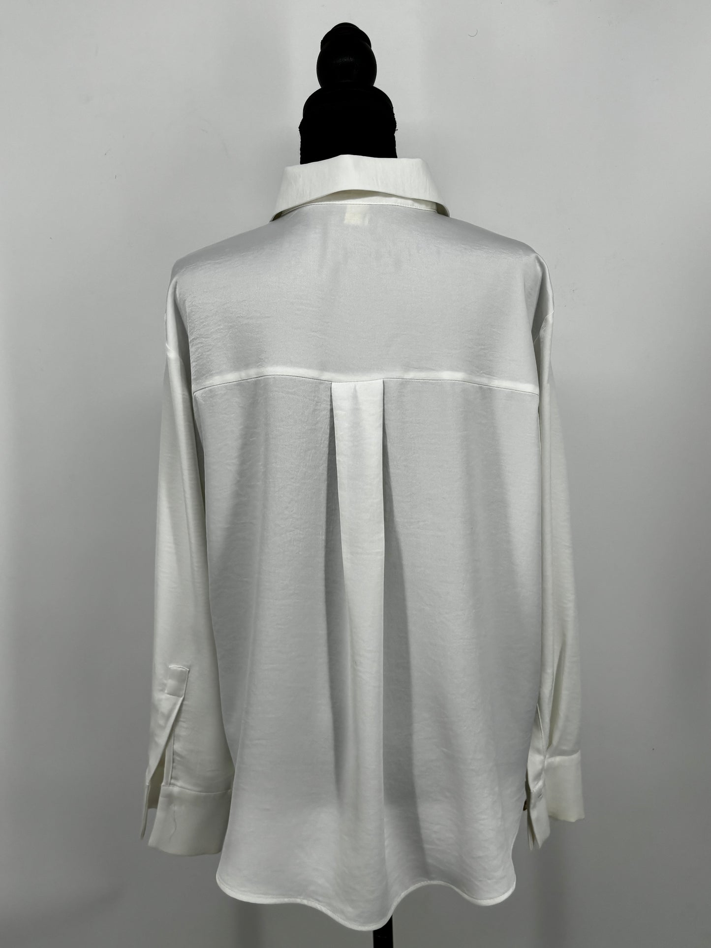 Women's White Longline Button-Up Shirt – Size Small