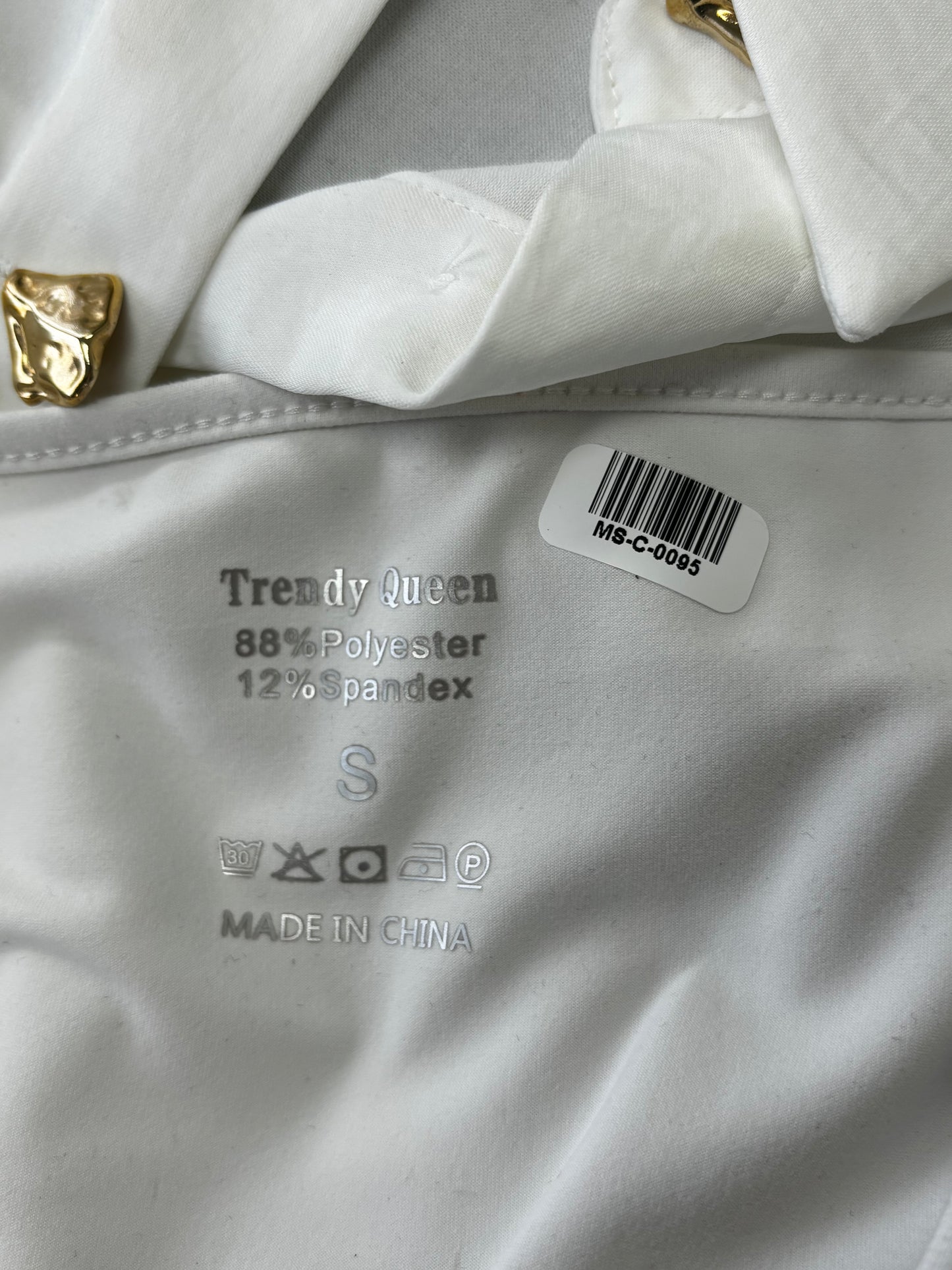 Women's White Fitted Long Sleeve Top – Size S