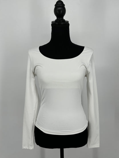 Women's White Fitted Long Sleeve Top – Size S