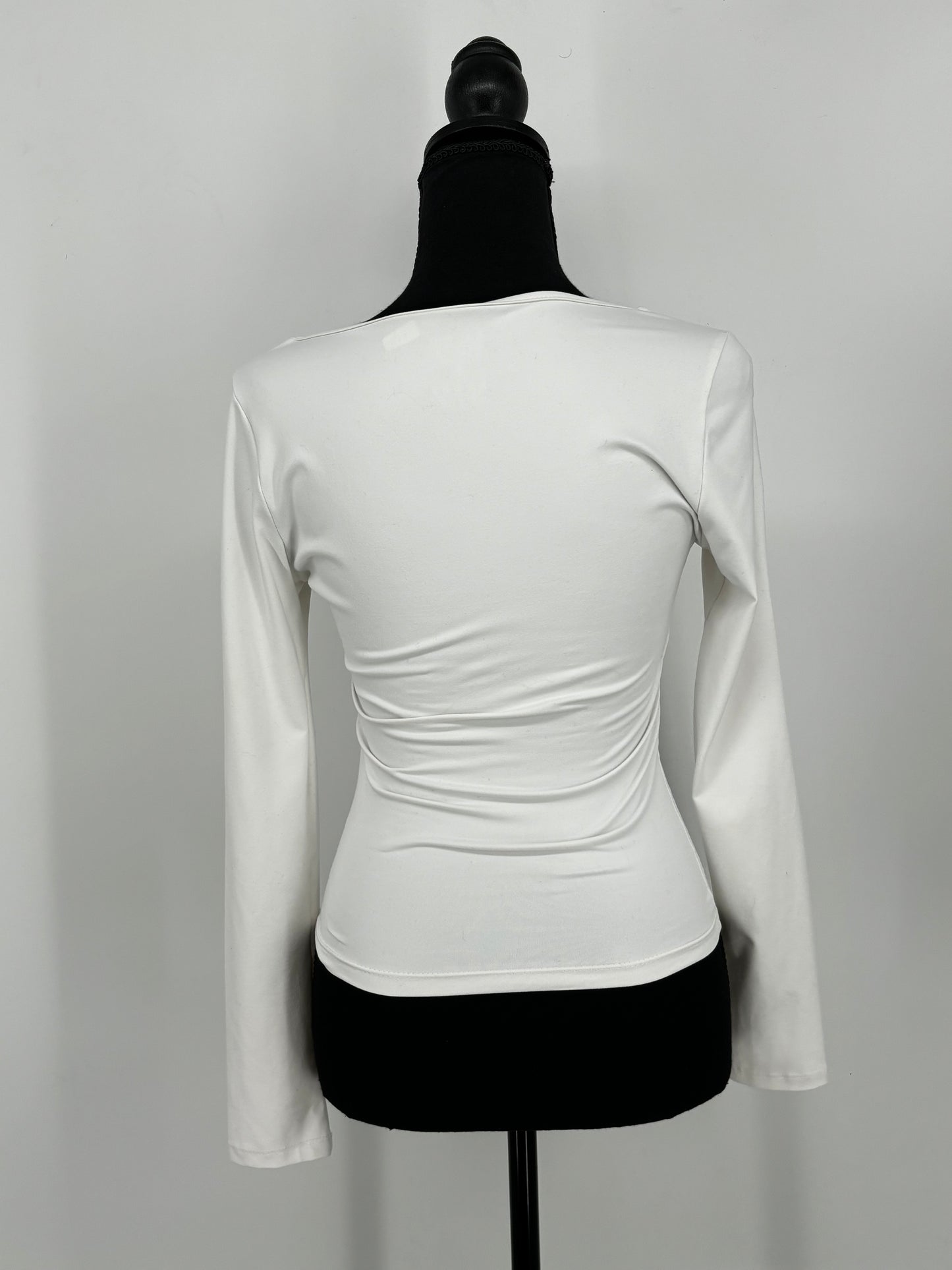 Women's White Fitted Long Sleeve Top – Size S