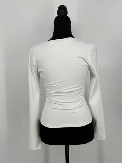 Women's White Fitted Long Sleeve Top – Size S