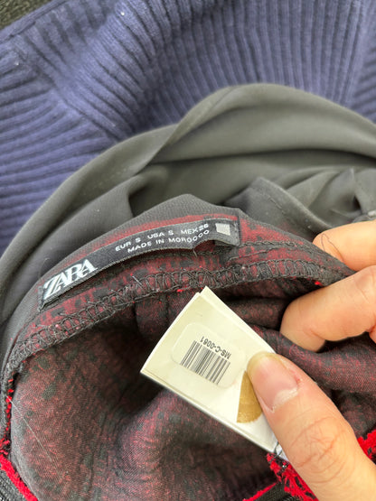 Women's Red Dress Black Sheer Sleeves – Size S