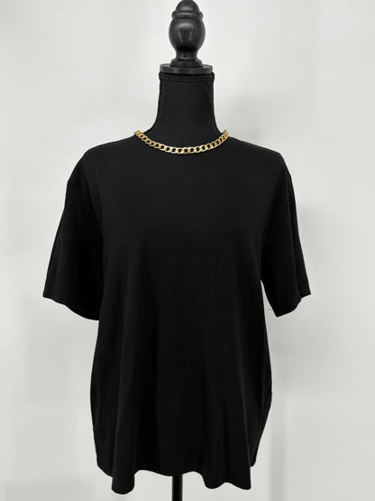 Women’s Black T-Shirt with Metal Chain Detail – Size M