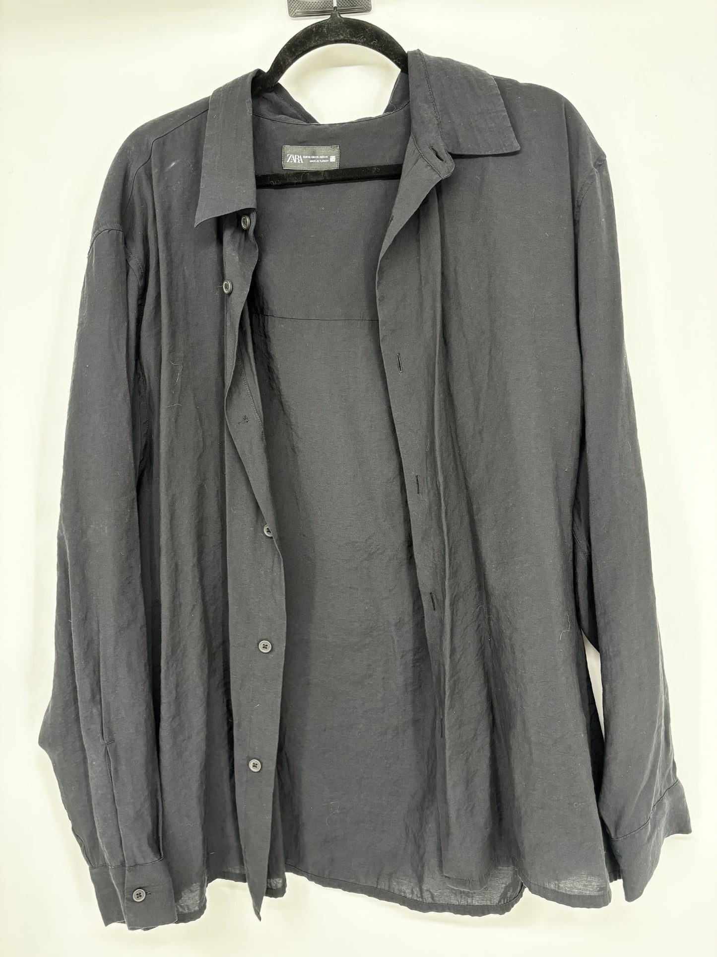 ZARA Men’s Black Relaxed Fit Shirt – Size XL