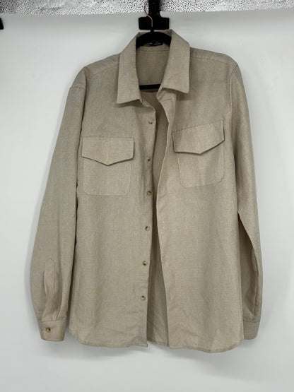 MANFINITY Men’s Light Brown Utility Shirt Jacket – Size L