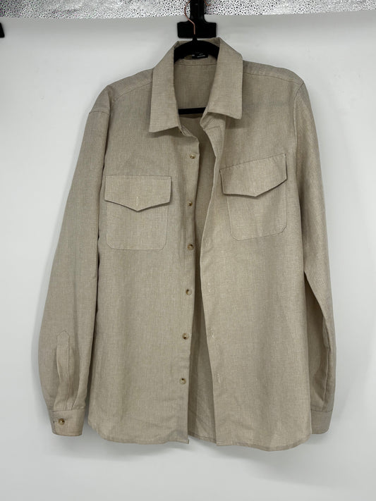 MANFINITY Men’s Light Brown Utility Shirt Jacket – Size L