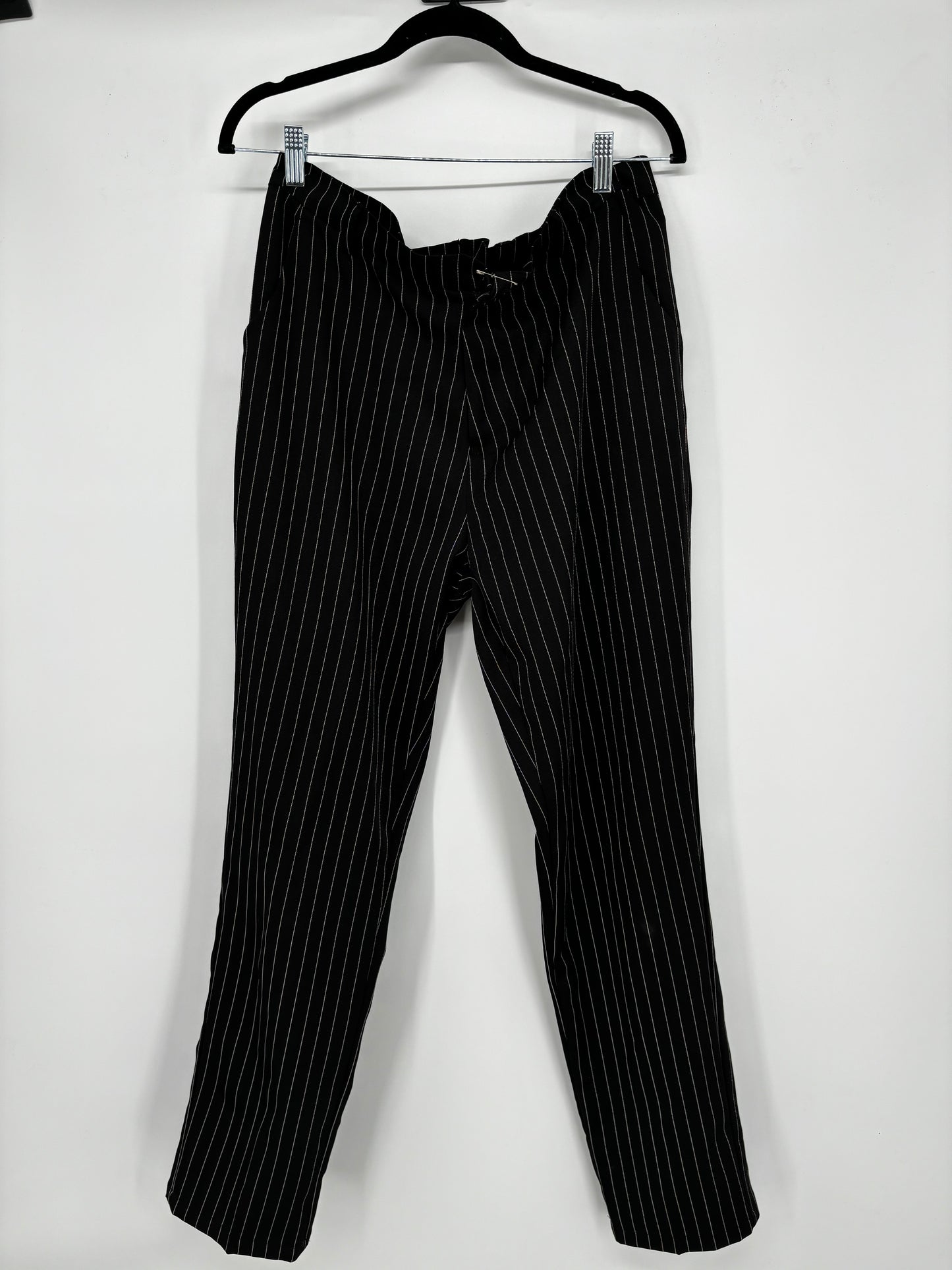 Men’s Black Pinstripe Dress Pants – Estimated Size L–XL