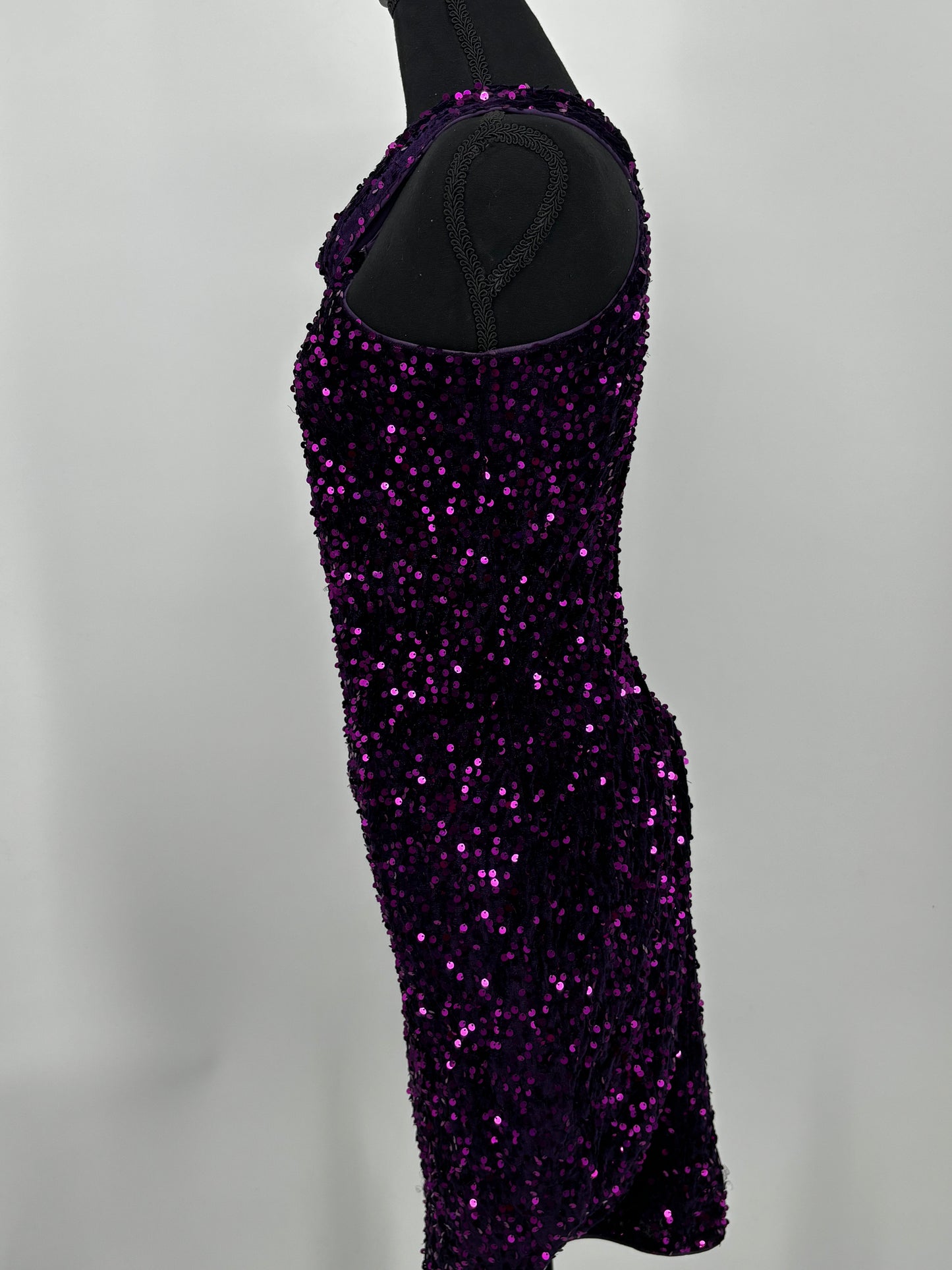 Women’s Purple Sequin Sleeveless Dress – Size S