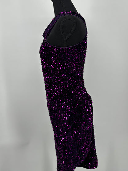 Women’s Purple Sequin Sleeveless Dress – Size S