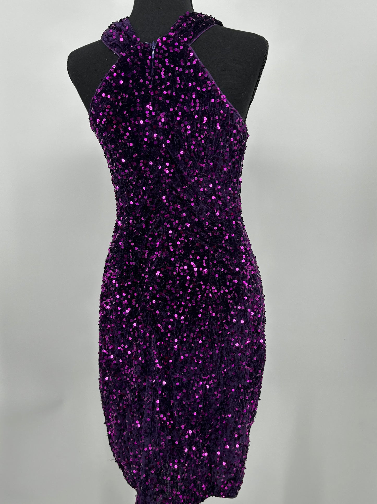 Women’s Purple Sequin Sleeveless Dress – Size S
