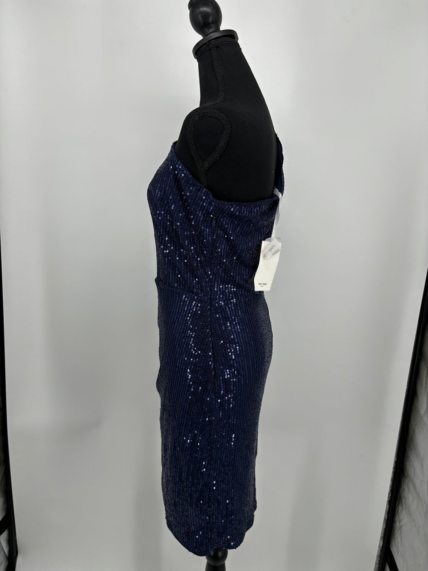 GRACE KARIN Women’s Blue Sequin Sleeveless Dress – Size M