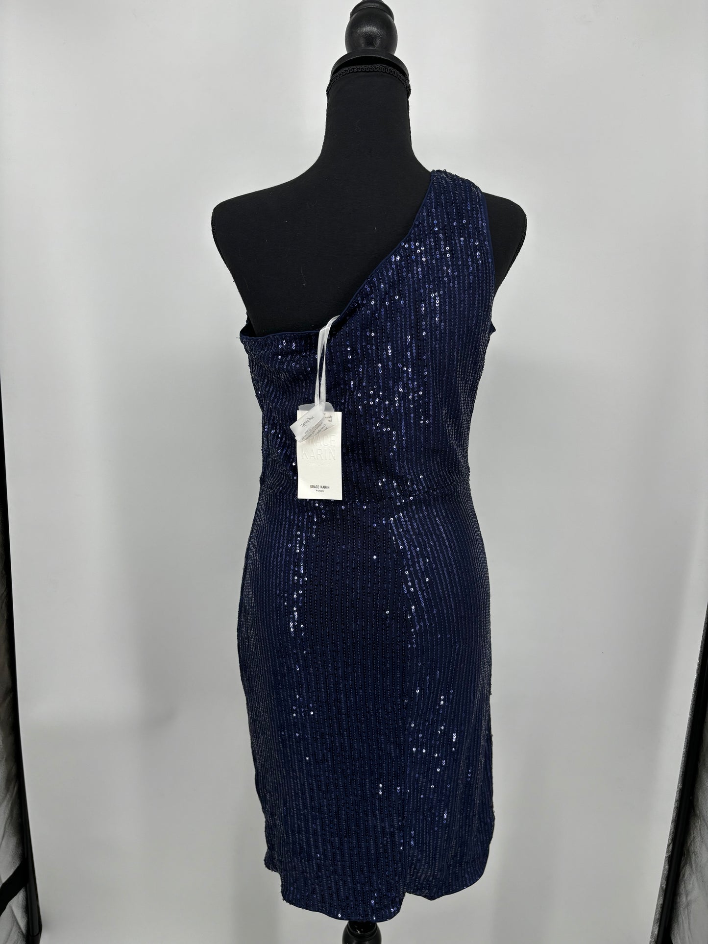 GRACE KARIN Women’s Blue Sequin Sleeveless Dress – Size M
