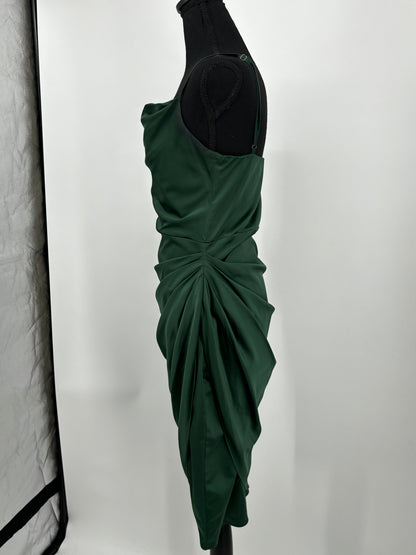 Women’s Green Silk Sleeveless Formal Dress – Size M
