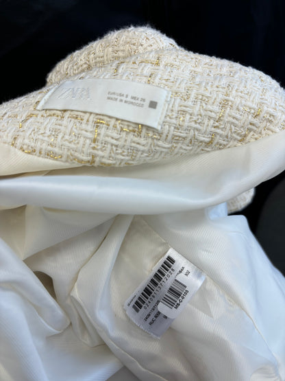 ZARA Women’s White Checkered Fitted Top – Size S