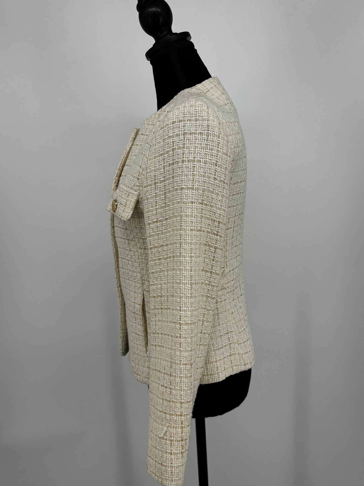 ZARA Women’s White Checkered Fitted Top – Size S