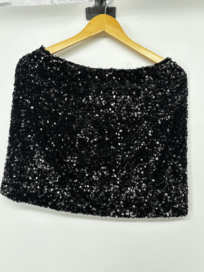 Women’s Black Sequin Mini Skirt – Estimated Size S–M