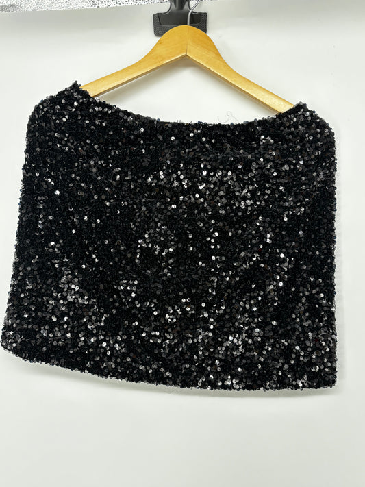 Women’s Black Sequin Mini Skirt – Estimated Size S–M