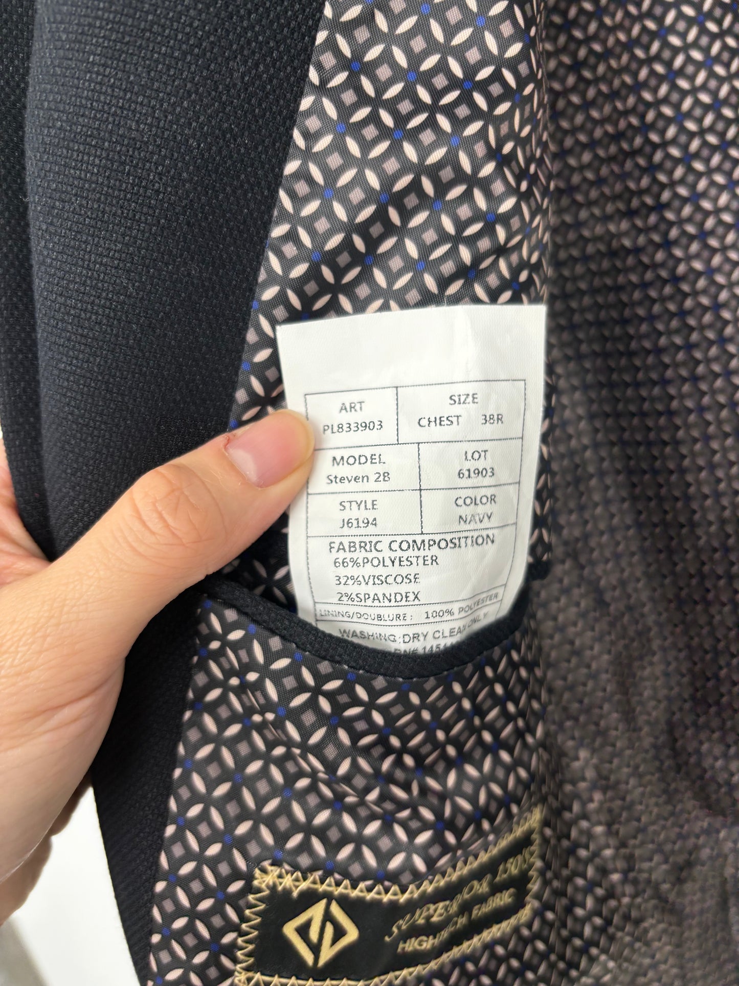 Men’s Blue and Black Relaxed Fit Blazer – Size 38