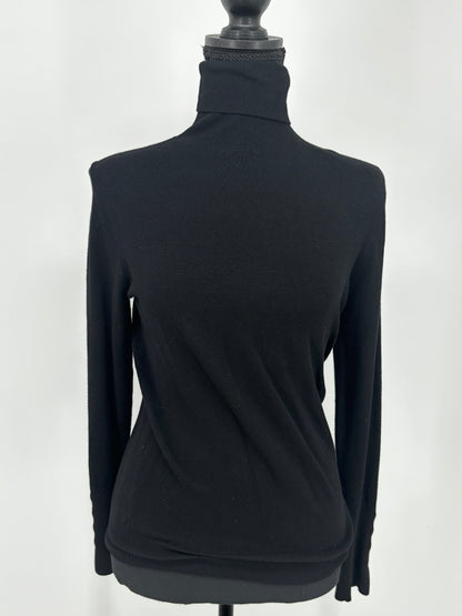 ZARA Women’s Black High Neck Knit Sweater – Large