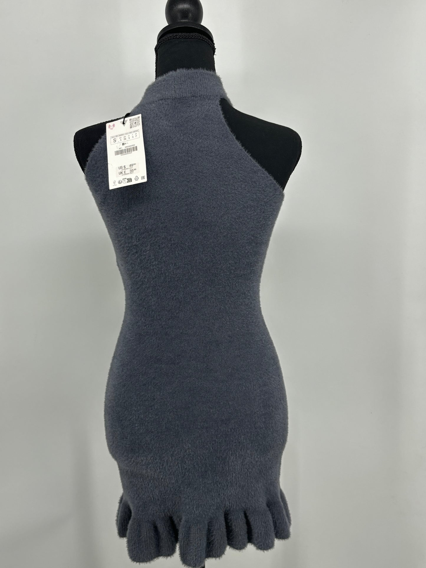 ZARA Women’s Gray Halter Neck Knit Sleeveless Dress – Size S