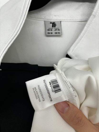 Men’s White Stand Collar Zip-Up Jacket – Size M