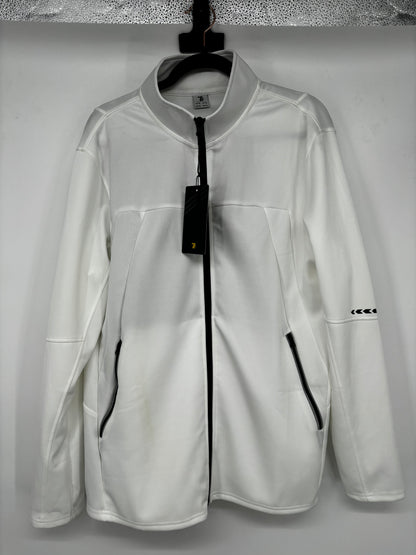 Men’s White Stand Collar Zip-Up Jacket – Size M