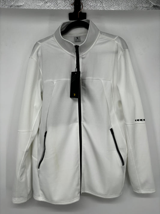 Men’s White Stand Collar Zip-Up Jacket – Size M