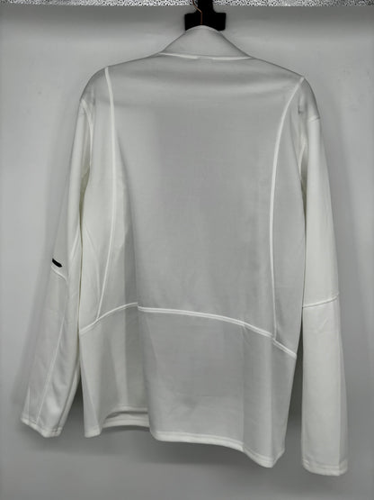 Men’s White Stand Collar Zip-Up Jacket – Size M