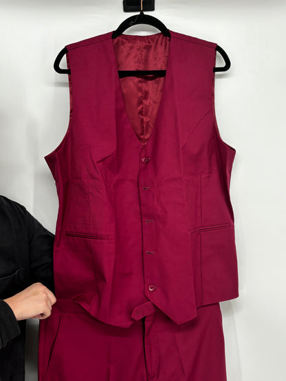 Men’s Burgundy Vest and Matching Dress Pants Set –Size no