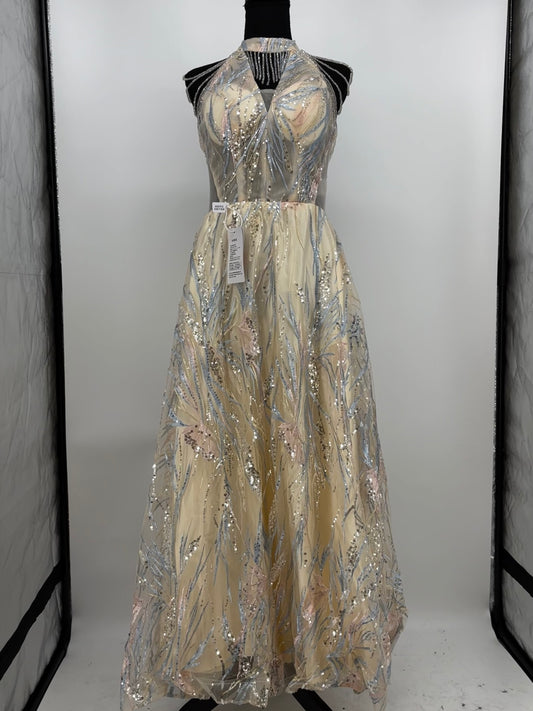 Women’s Gold Sequin Sleeveless Evening Gown size no