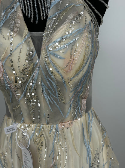 Women’s Gold Sequin Sleeveless Evening Gown size no