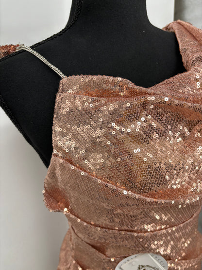 Women's Gold Sequined Maxi Dress