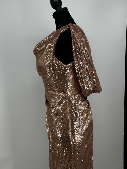 Women's Gold Sequined Maxi Dress